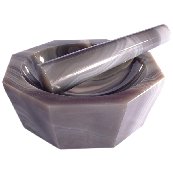 Agate Mortar & Pestle Grey
